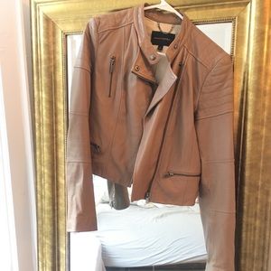 Tan real leather jacket - Moto jacket